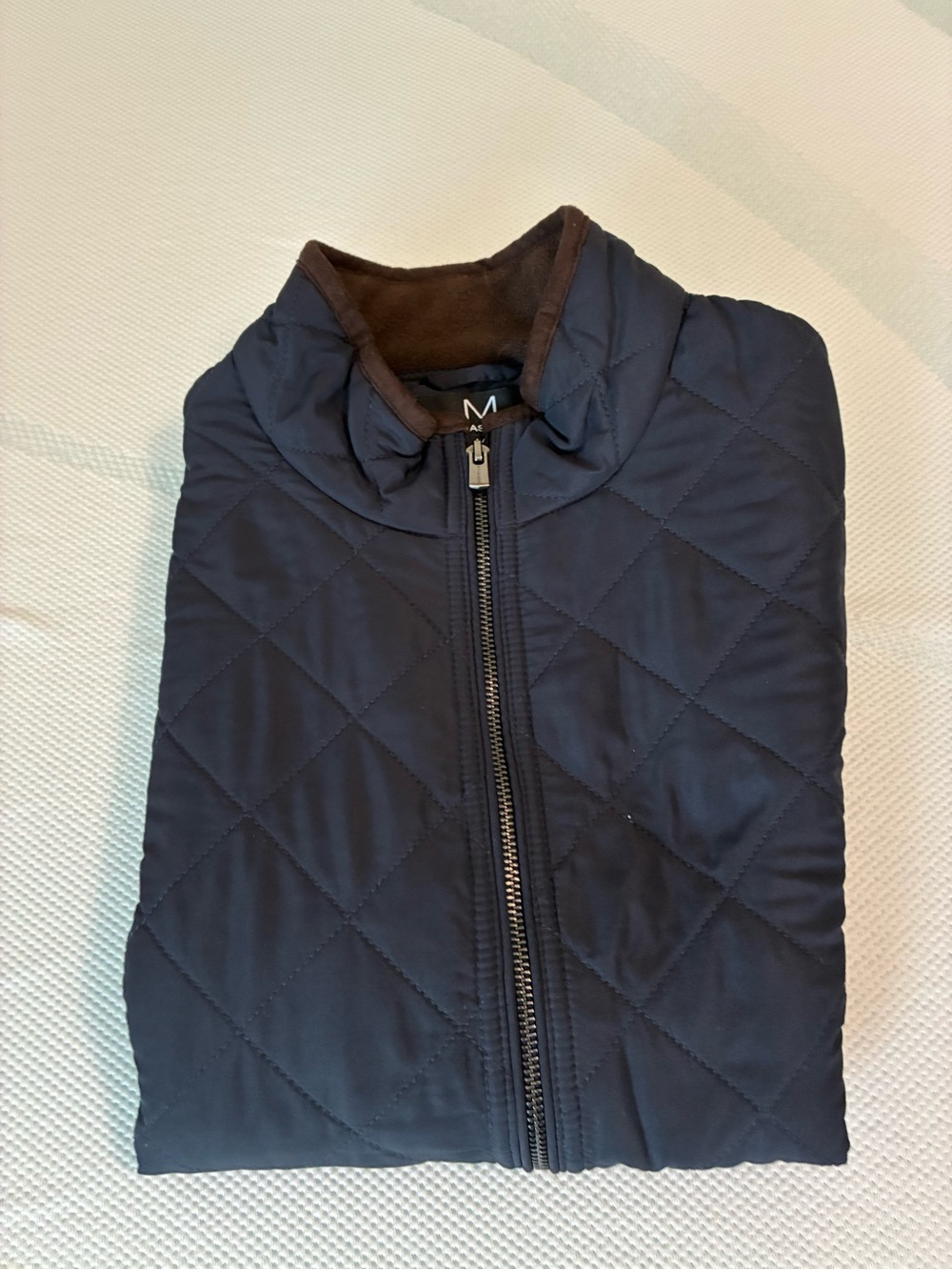 Magaschoni Quilted Navy Zip-Front Jacket